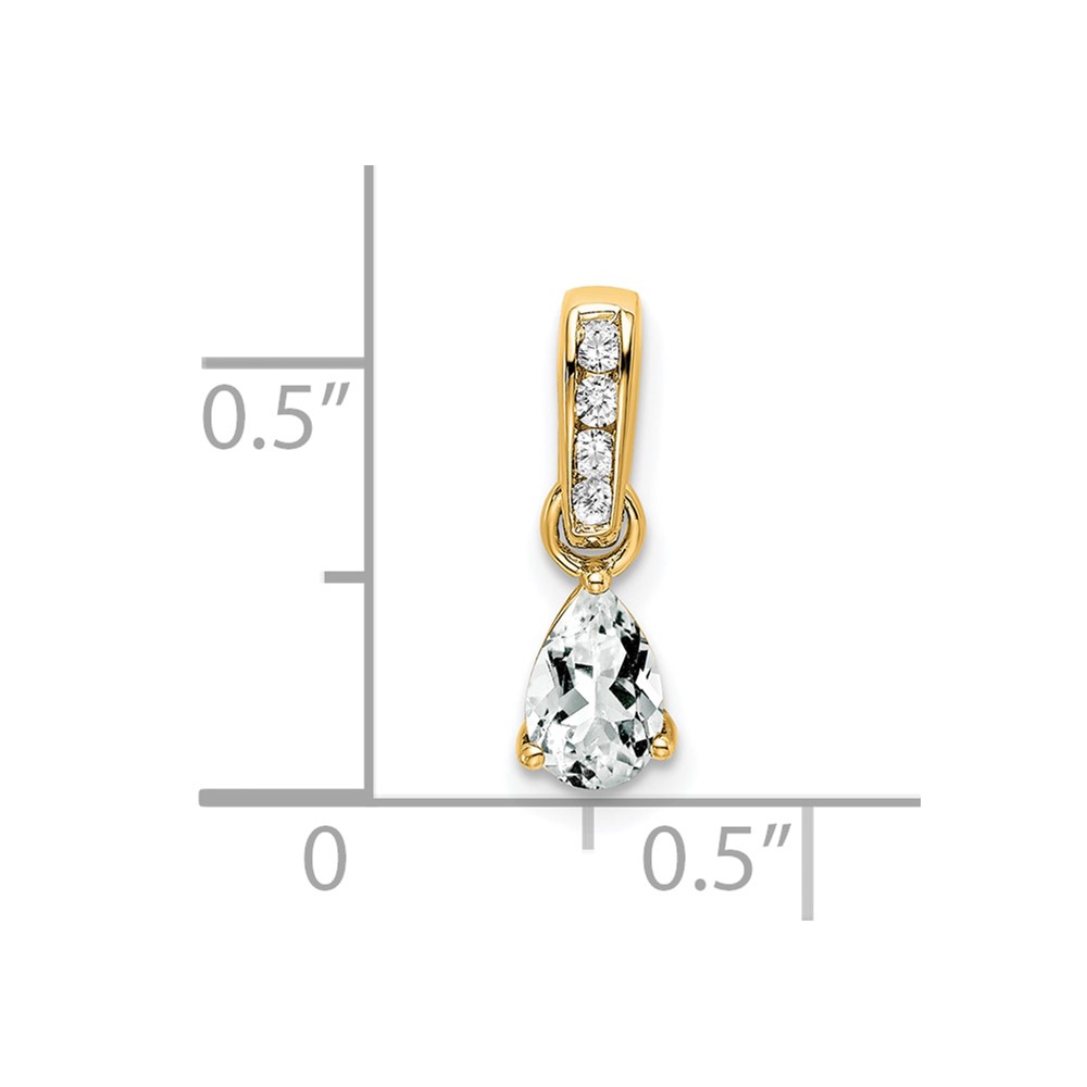 14K Pear White Topaz and Diamond Pendant (PM7409-WT-005-YA)