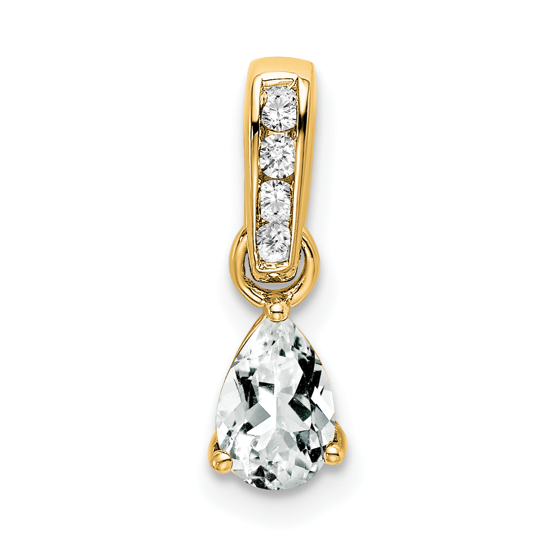 14K Pear White Topaz and Diamond Pendant (PM7409-WT-005-YA)