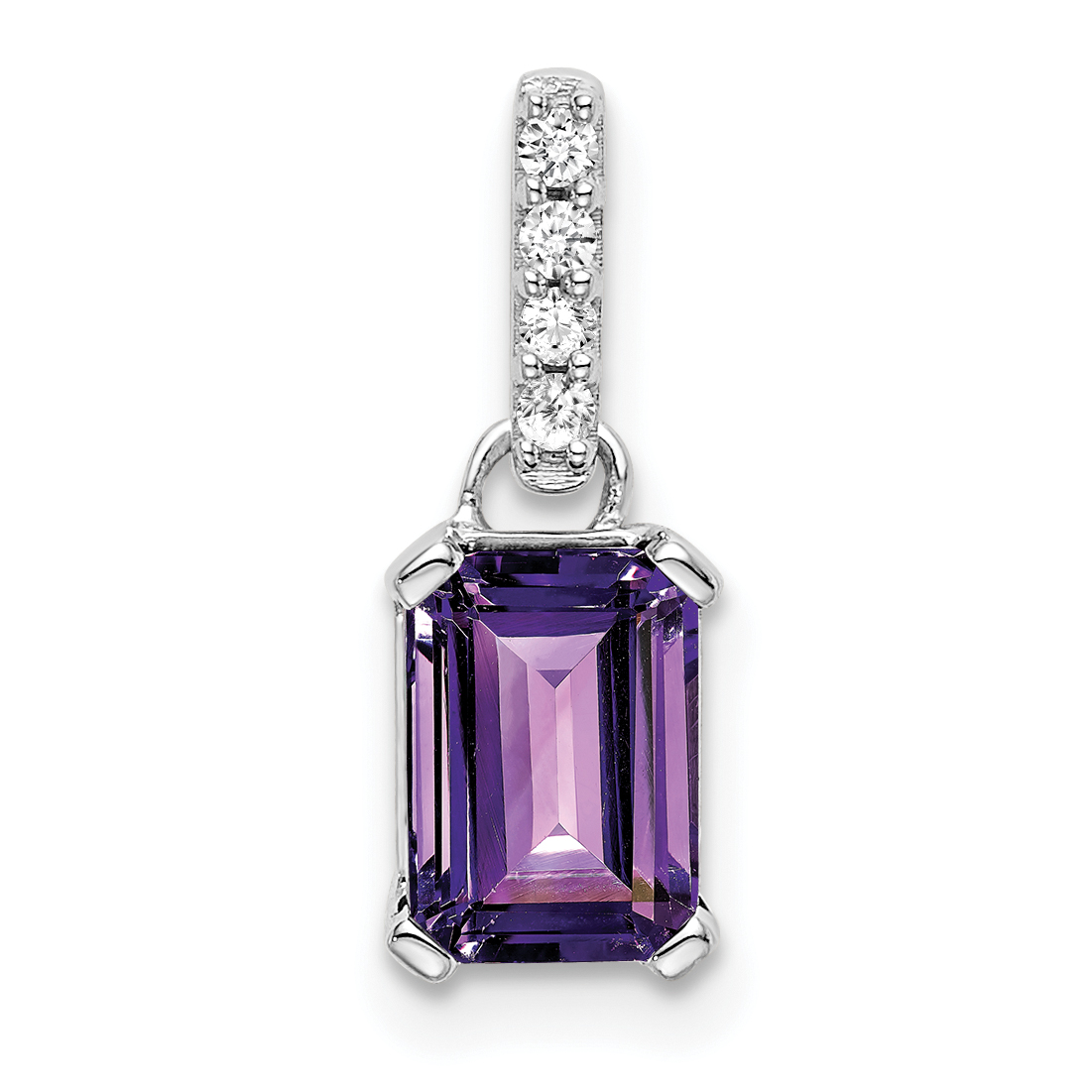 14K White Gold Amethyst and Diamond Pendant (PM7410-AM-004-WA)