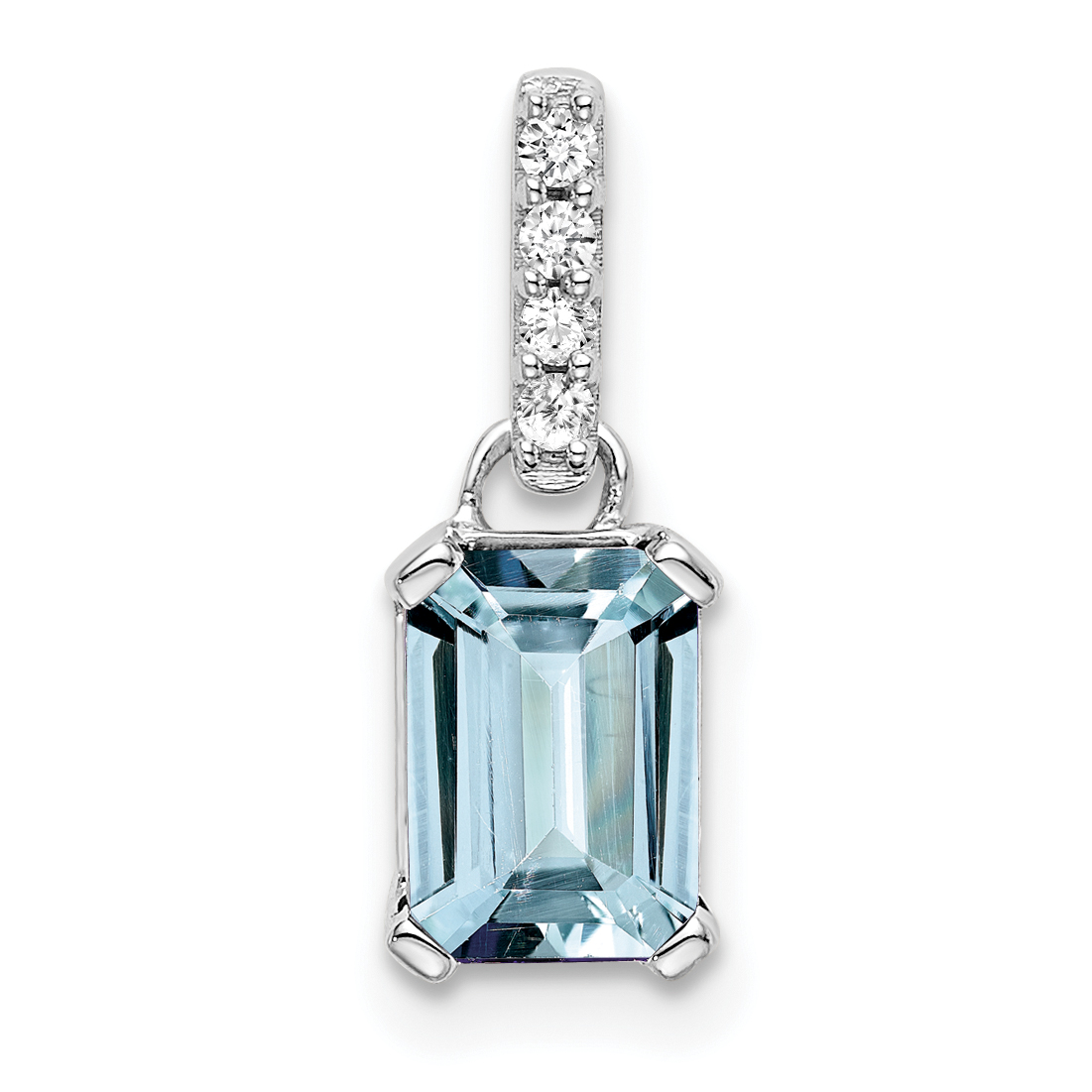14K White Gold Aquamarine and Diamond Pendant (PM7410-AQ-004-WA)
