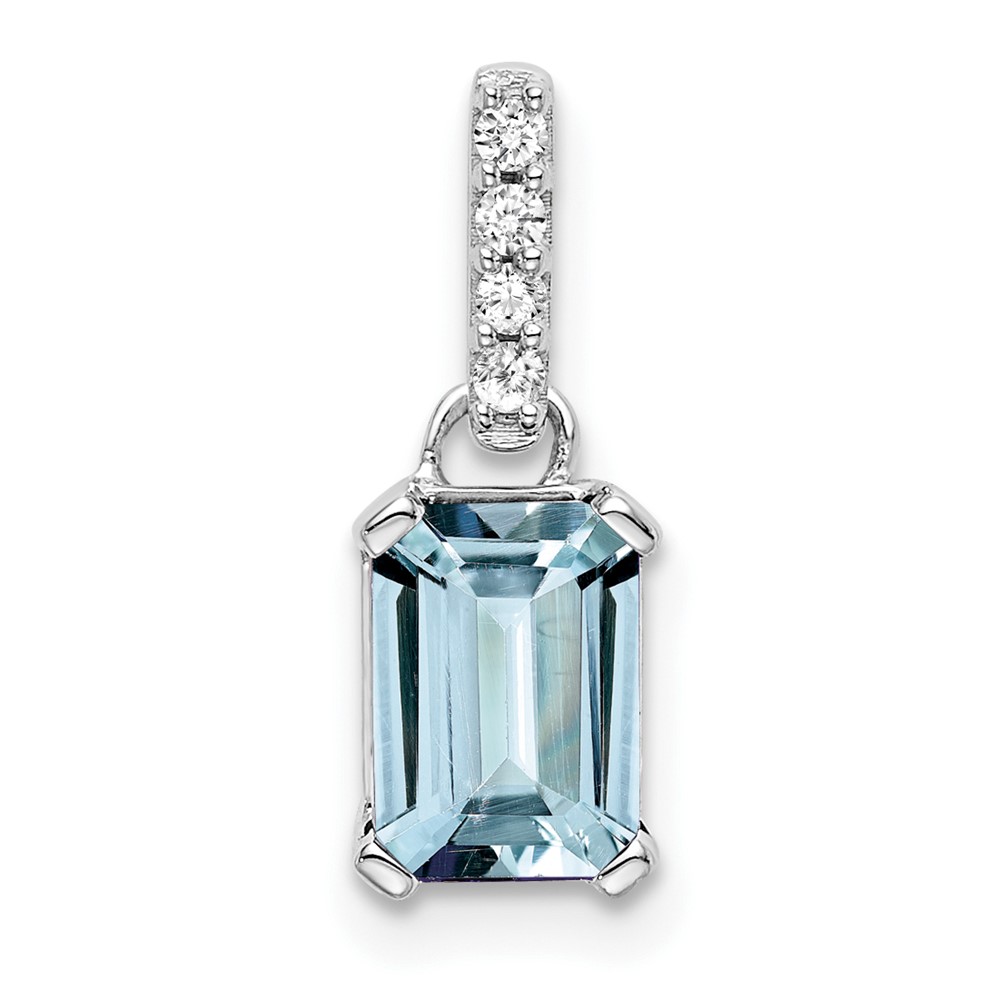 14K White Gold Aquamarine and Diamond Pendant (PM7410-AQ-004-WA)