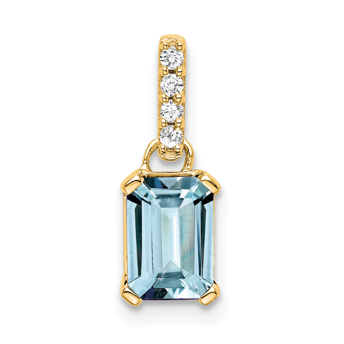14K Aquamarine and Diamond Pendant (PM7410-AQ-004-YA)
