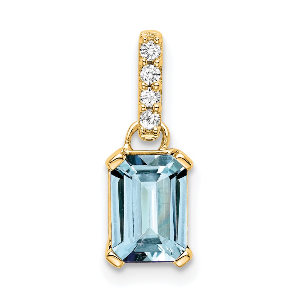 14K Aquamarine and Diamond Pendant (PM7410-AQ-004-YA)
