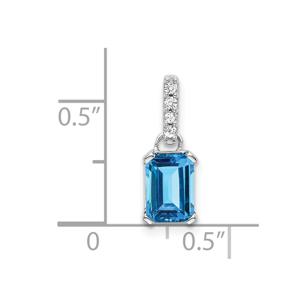 10k White Gold Blue Topaz and Diamond Pendant (PM7410-BT-004-1WA)