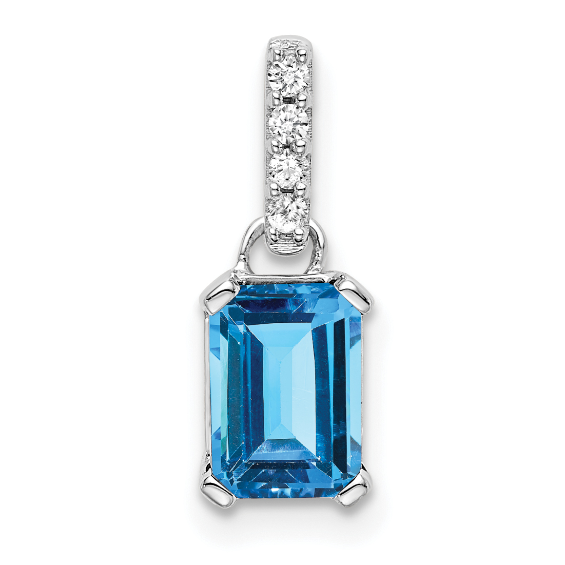 10k White Gold Blue Topaz and Diamond Pendant (PM7410-BT-004-1WA)