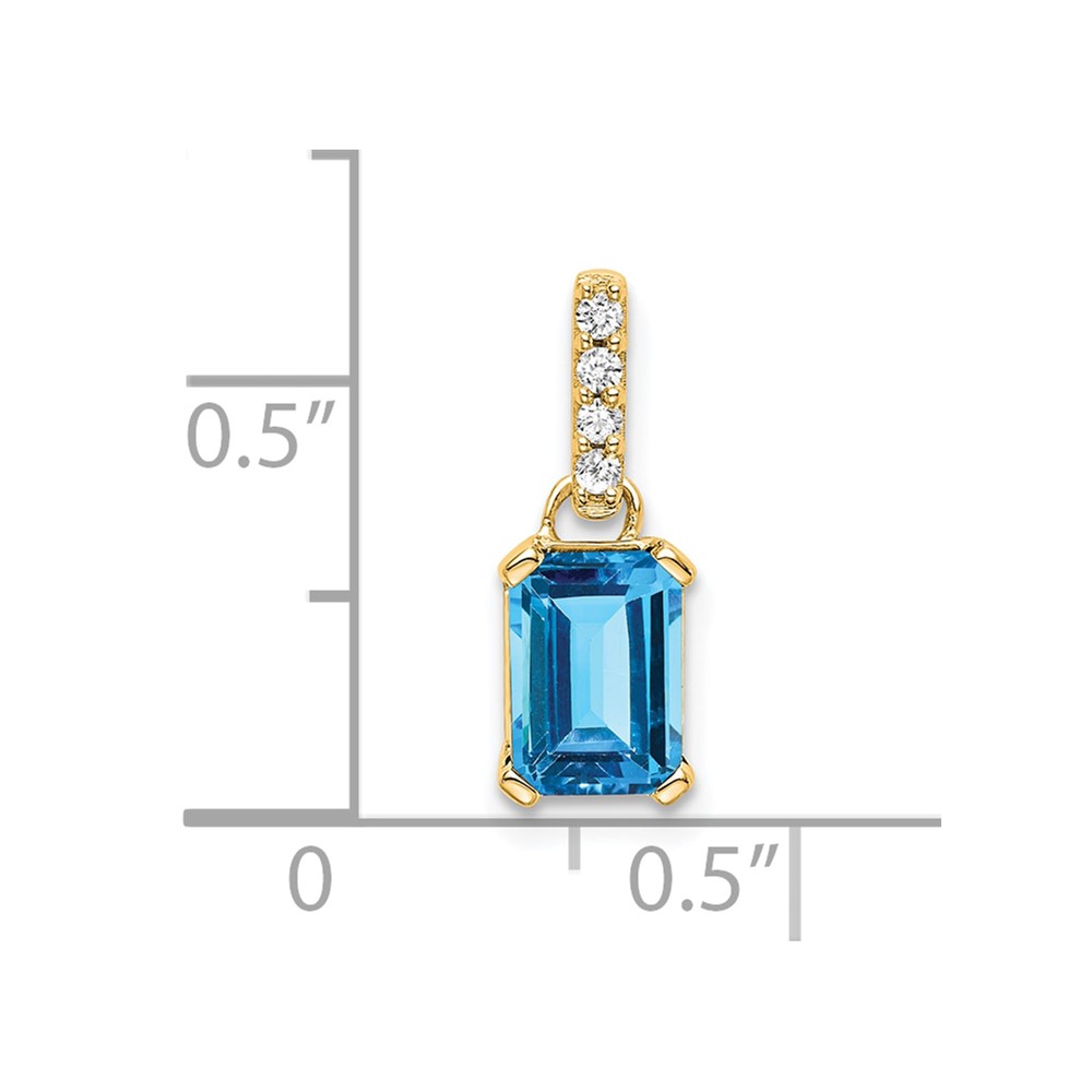 14K Blue Topaz and Diamond Pendant (PM7410-BT-004-YA)