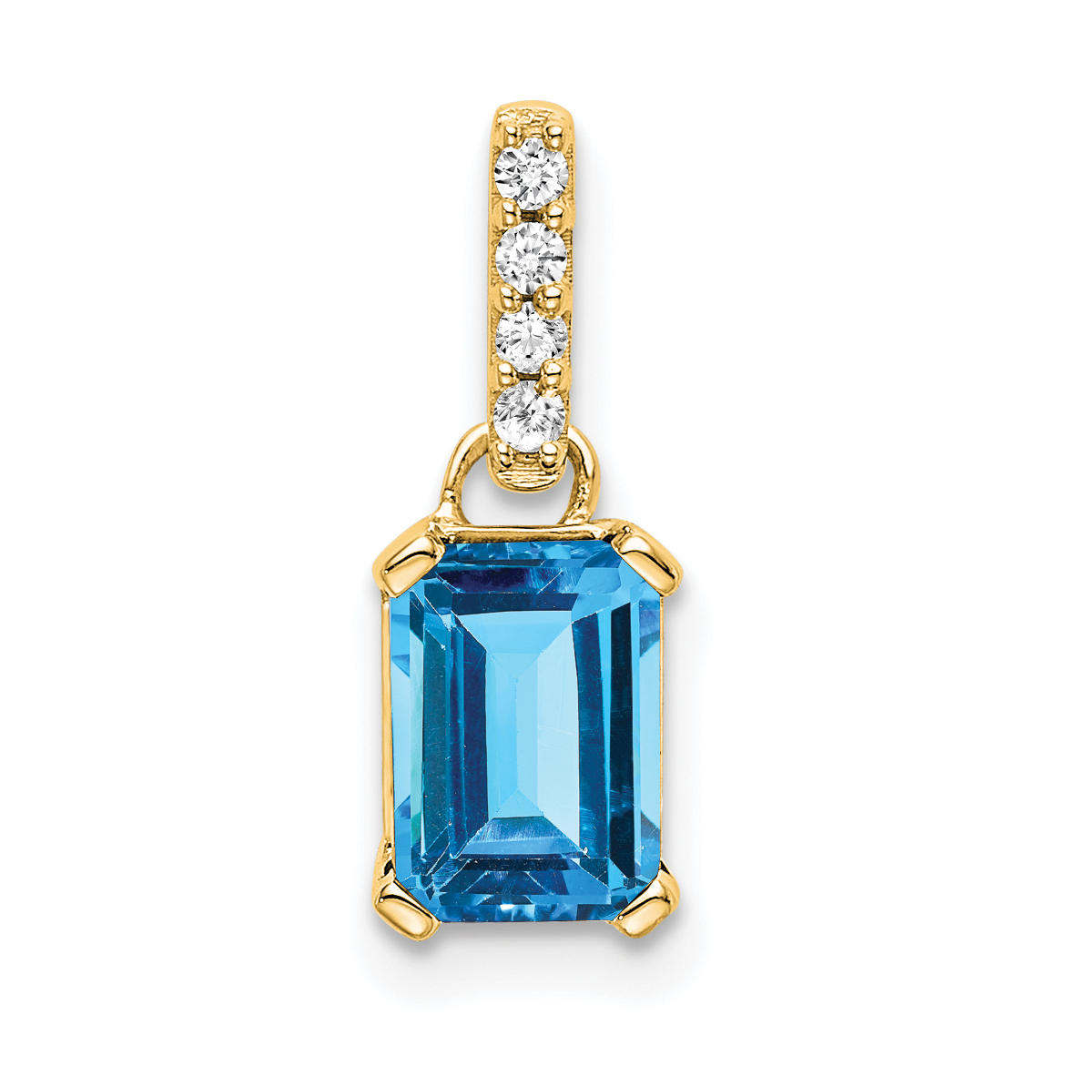 14K Blue Topaz and Diamond Pendant (PM7410-BT-004-YA)