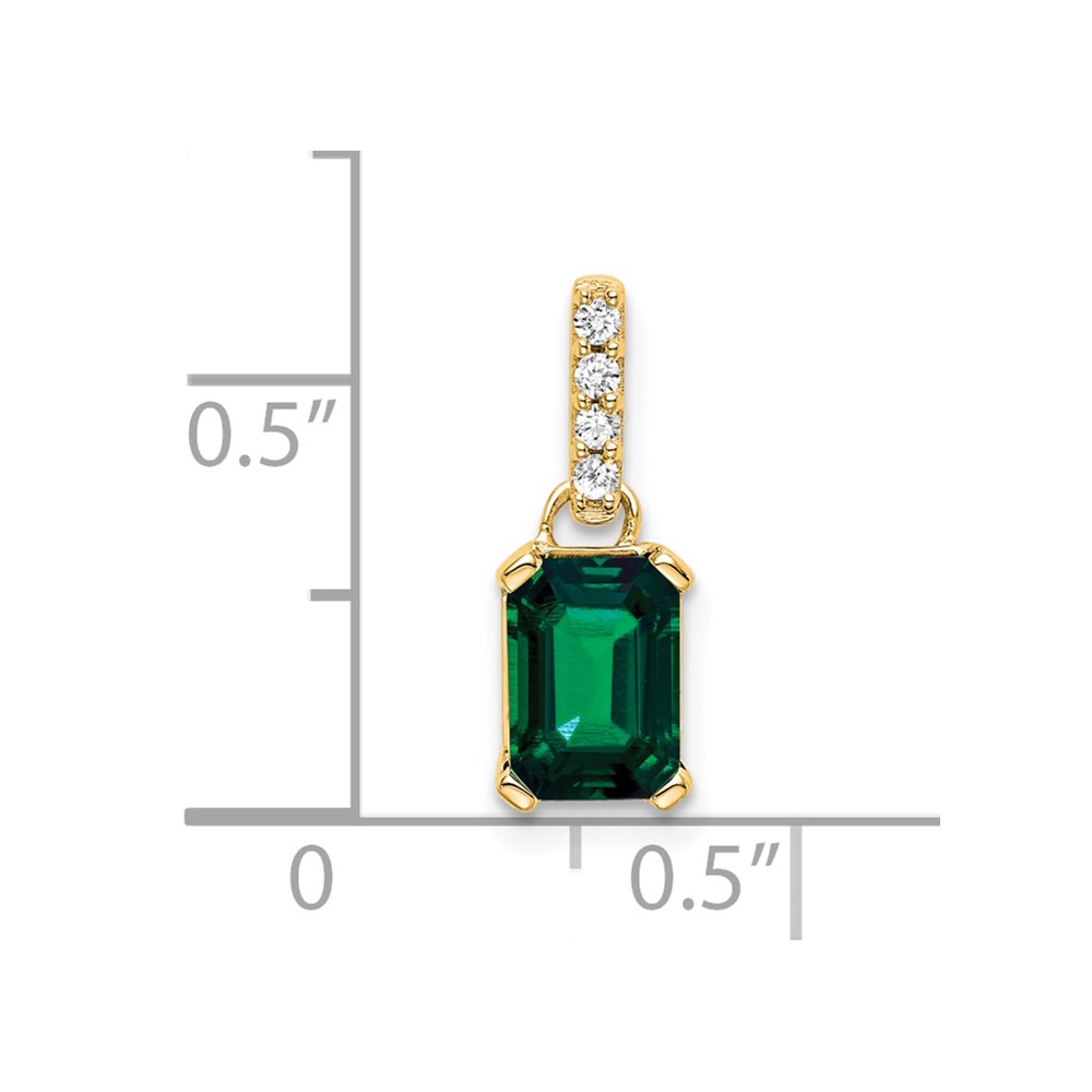 10k Yellow Gold Created Emerald and Diamond Pendant (PM7410-CEM-004-1YA)