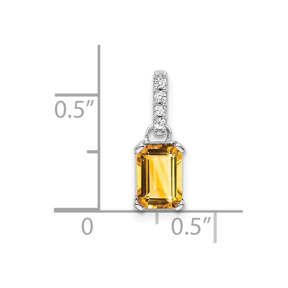 10k White Gold Citrine and Diamond Pendant (PM7410-CI-004-1WA)