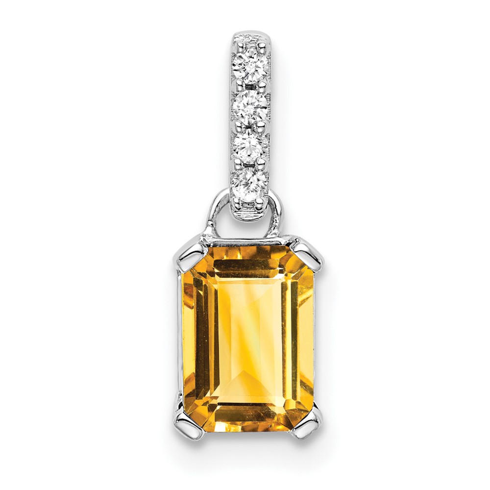 14K White Gold Citrine and Diamond Pendant (PM7410-CI-004-WA)