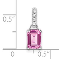 14K White Gold 0.05 Carat Lab Grown Diamond VS SI+ G+ and Lab Created Pink Sapphire Pendant view 2