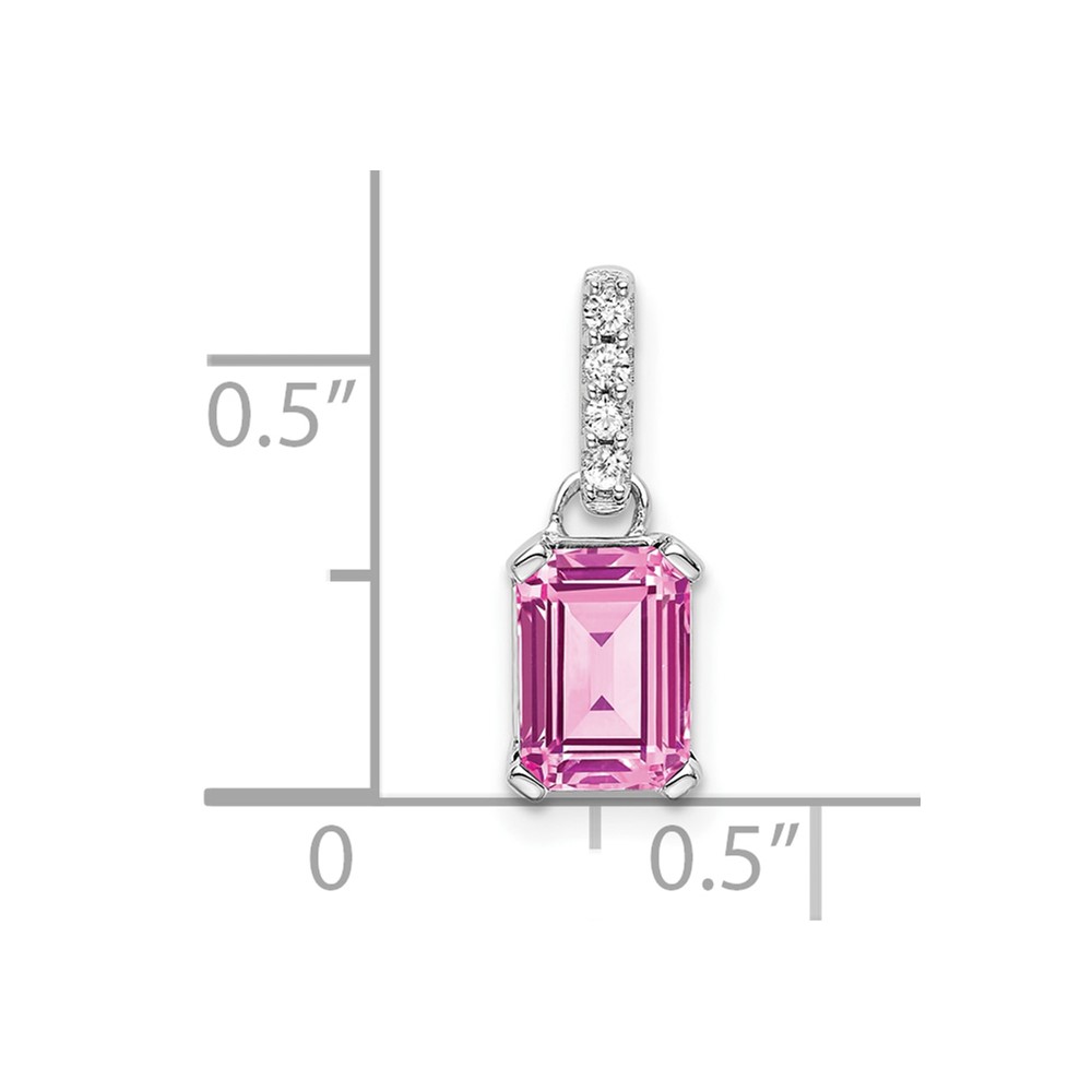 14K White Gold Created Pink Sapphire and Diamond Pendant (PM7410-CPS-004-WA)