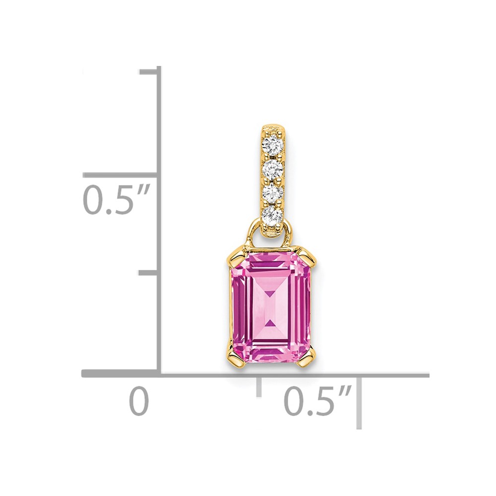 14K Created Pink Sapphire and Diamond Pendant (PM7410-CPS-004-YA)