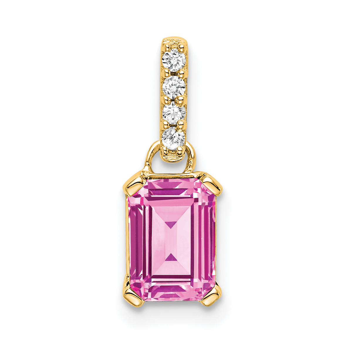 14K Created Pink Sapphire and Diamond Pendant (PM7410-CPS-004-YA)