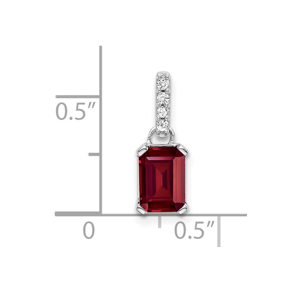 14k White Gold 1/20 carat Lab Grown Diamond VS/SI+ G+ and Lab Created Ruby Pendant (PM7410-CRU-004-WLG)