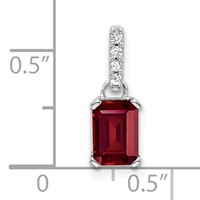 14K White Gold 0.05 Carat Lab Grown Diamond VS SI+ G+ and Lab Created Ruby Pendant view 2