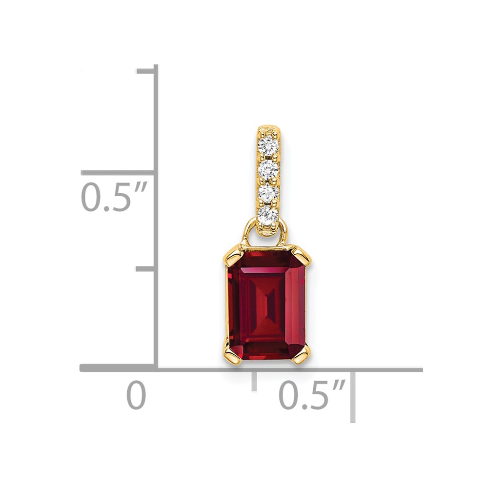 10k Yellow Gold Created Ruby and Diamond Pendant (PM7410-CRU-004-1YA)