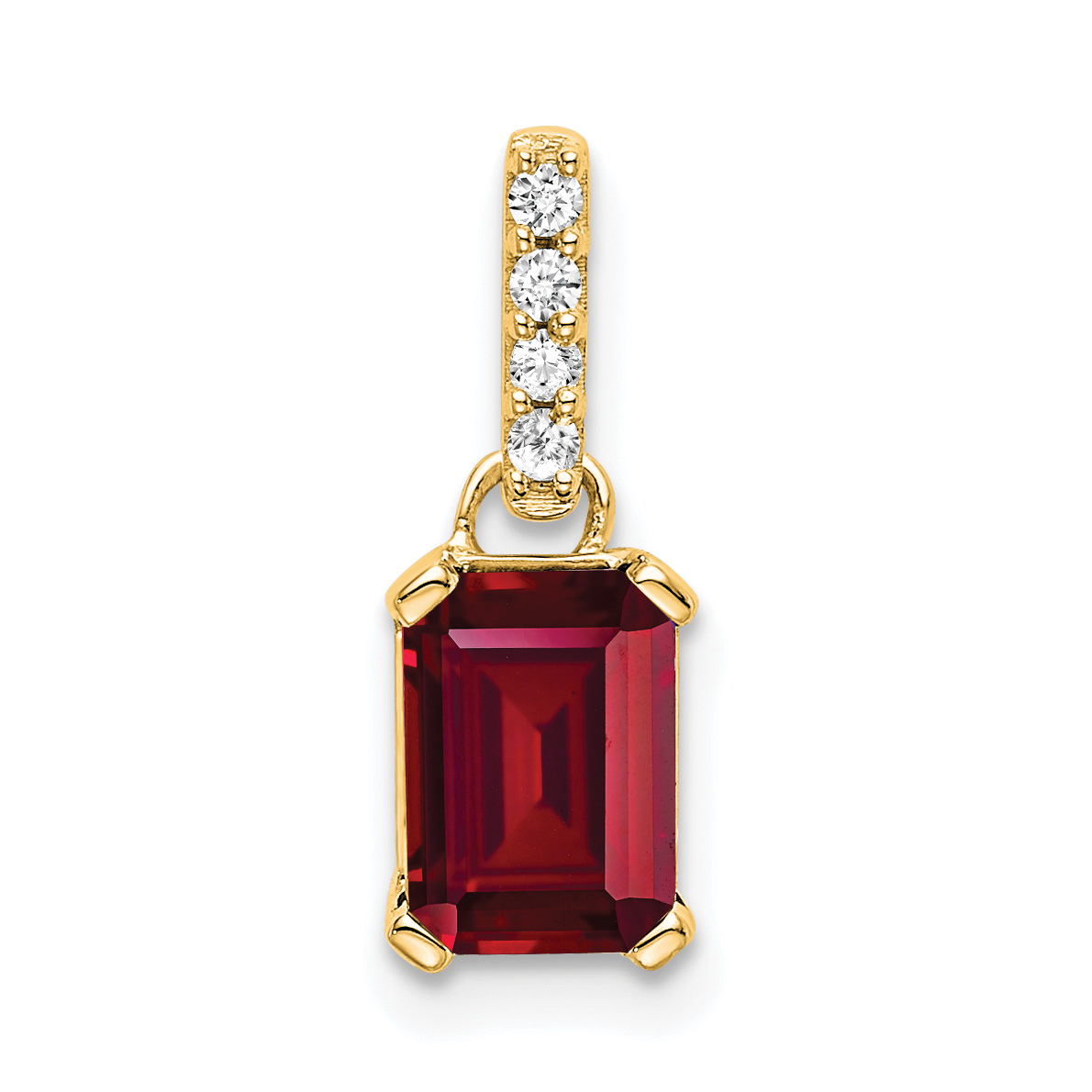 10k Yellow Gold Created Ruby and Diamond Pendant (PM7410-CRU-004-1YA)