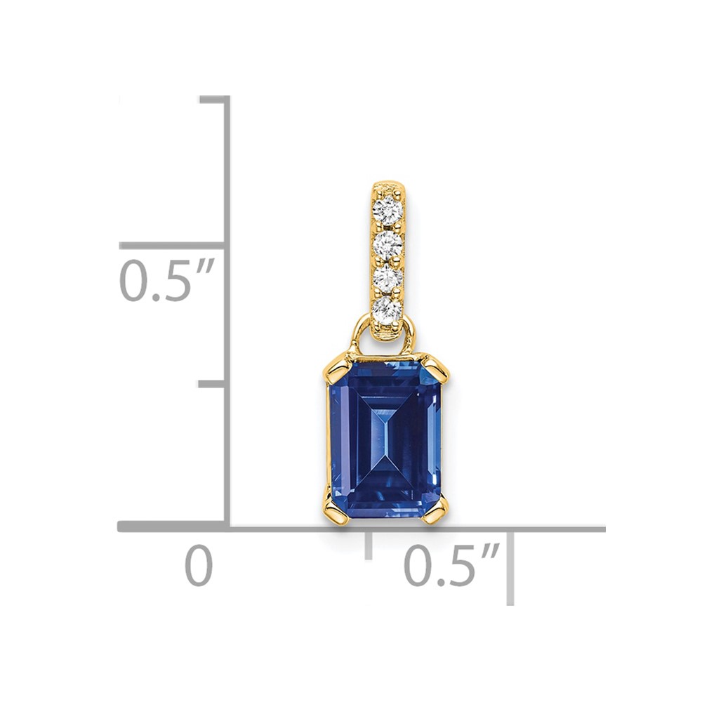 10k Yellow Gold Created Sapphire and Diamond Pendant (PM7410-CSA-004-1YA)