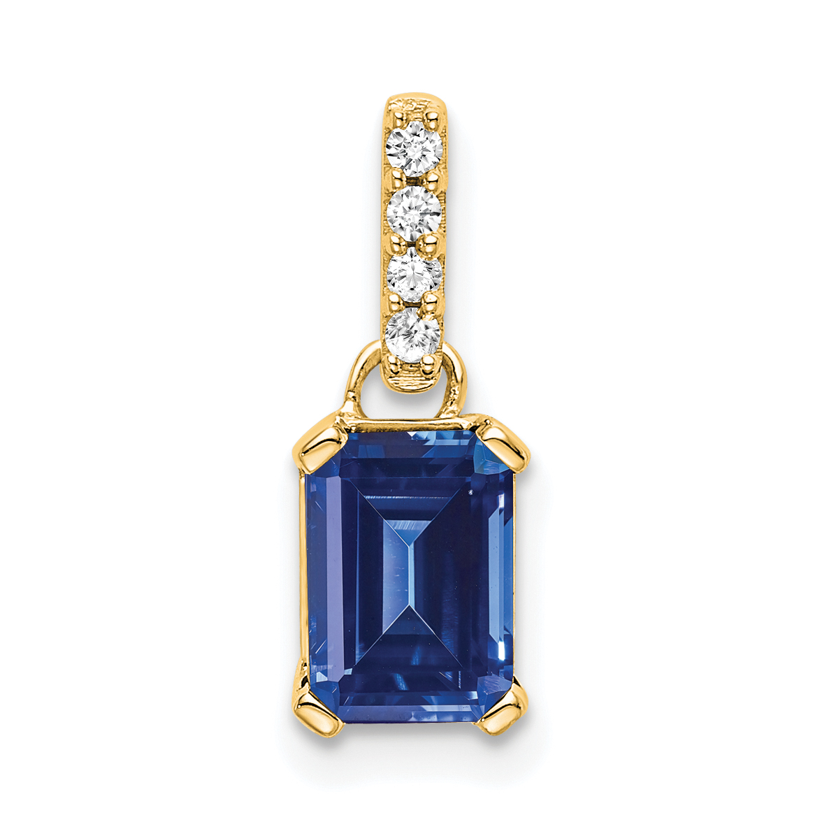10k Yellow Gold Created Sapphire and Diamond Pendant (PM7410-CSA-004-1YA)