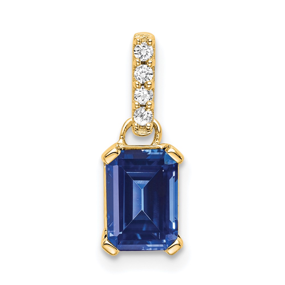 10k Yellow Gold Created Sapphire and Diamond Pendant (PM7410-CSA-004-1YA)