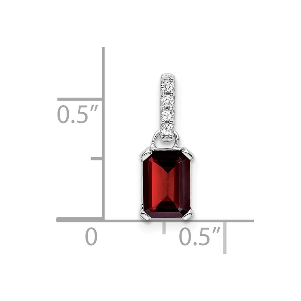10k White Gold Garnet and Diamond Pendant (PM7410-GA-004-1WA)