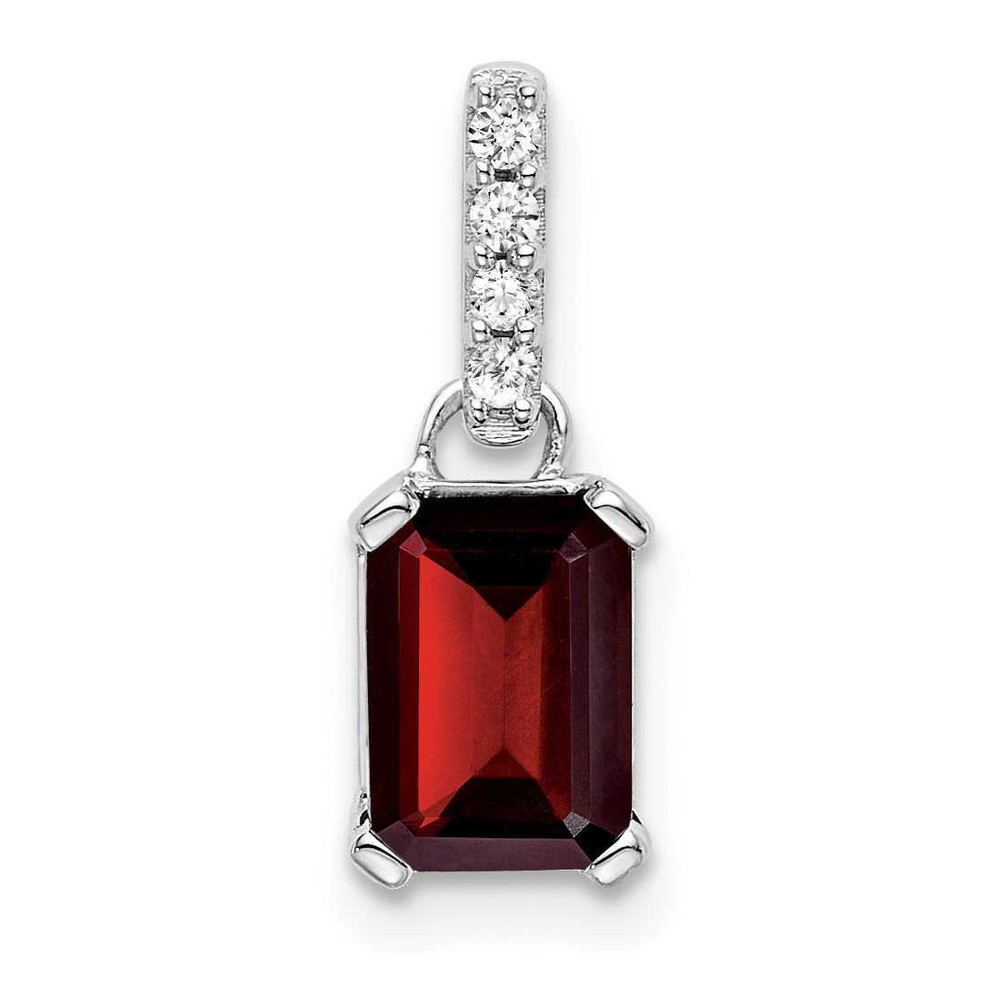 10k White Gold Garnet and Diamond Pendant (PM7410-GA-004-1WA)