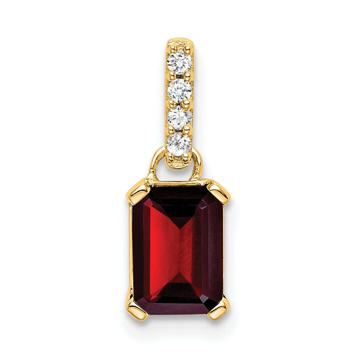 10k Yellow Gold Garnet and Diamond Pendant (PM7410-GA-004-1YA)
