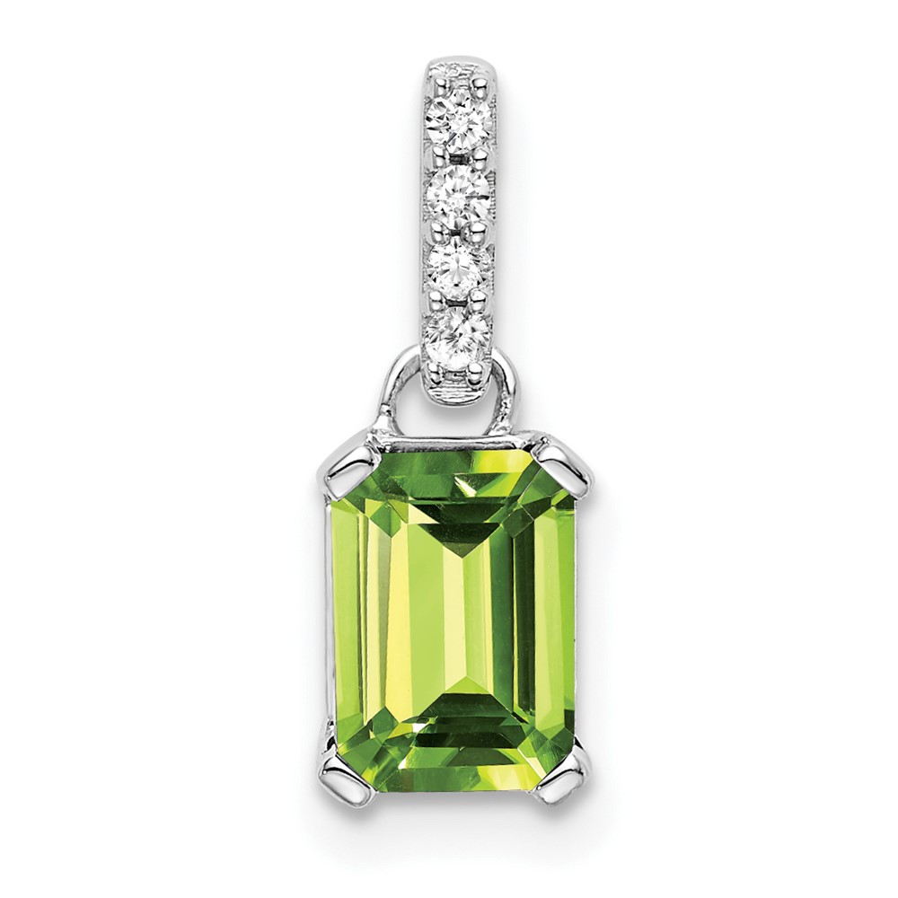 14K White Gold Peridot and Diamond Pendant (PM7410-PE-004-WA)