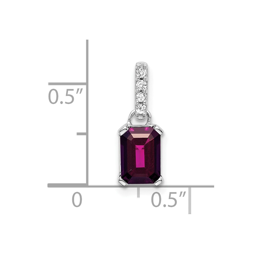 14K White Gold Rhodolite Garnet and Diamond Pendant (PM7410-RG-004-WA)