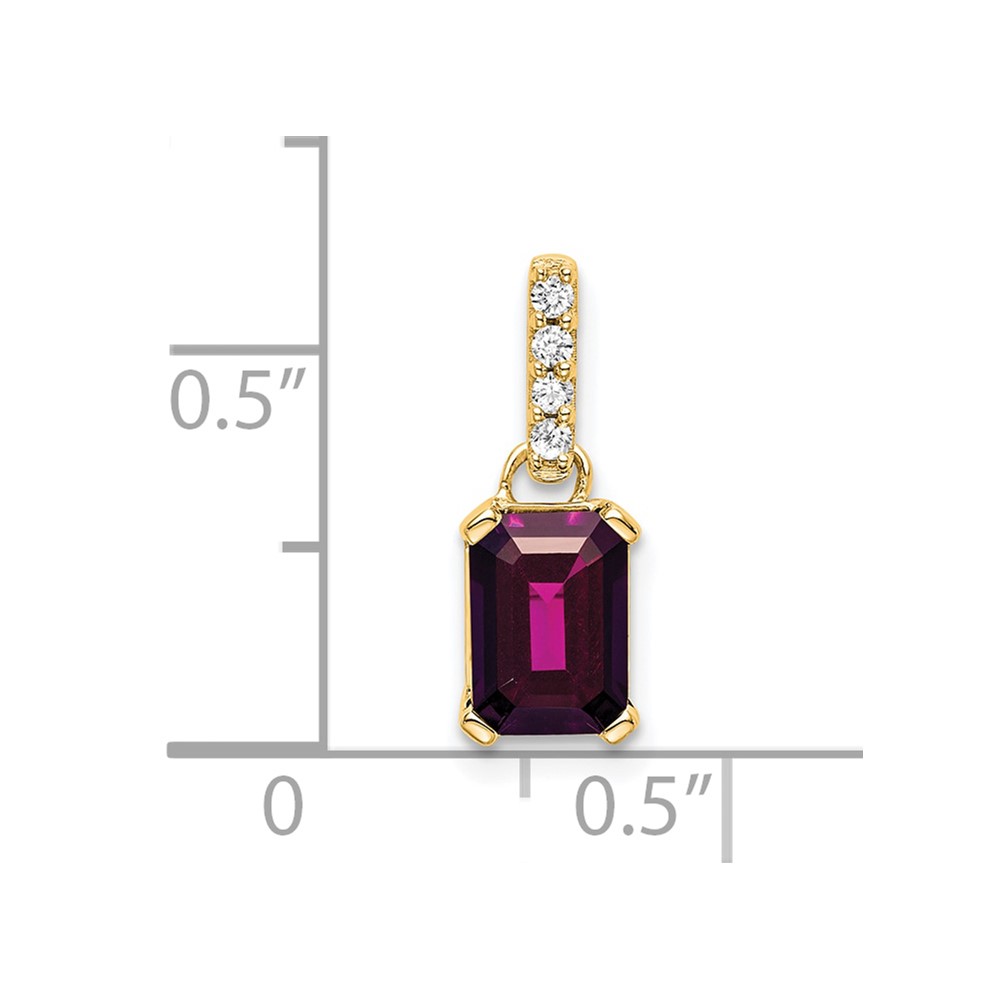 14K Rhodolite Garnet and Diamond Pendant (PM7410-RG-004-YA)