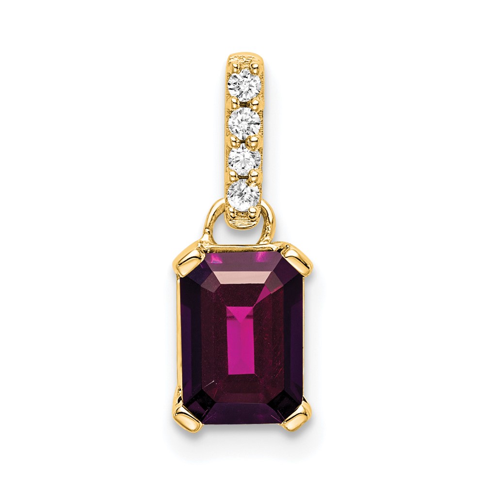 14K Rhodolite Garnet and Diamond Pendant (PM7410-RG-004-YA)