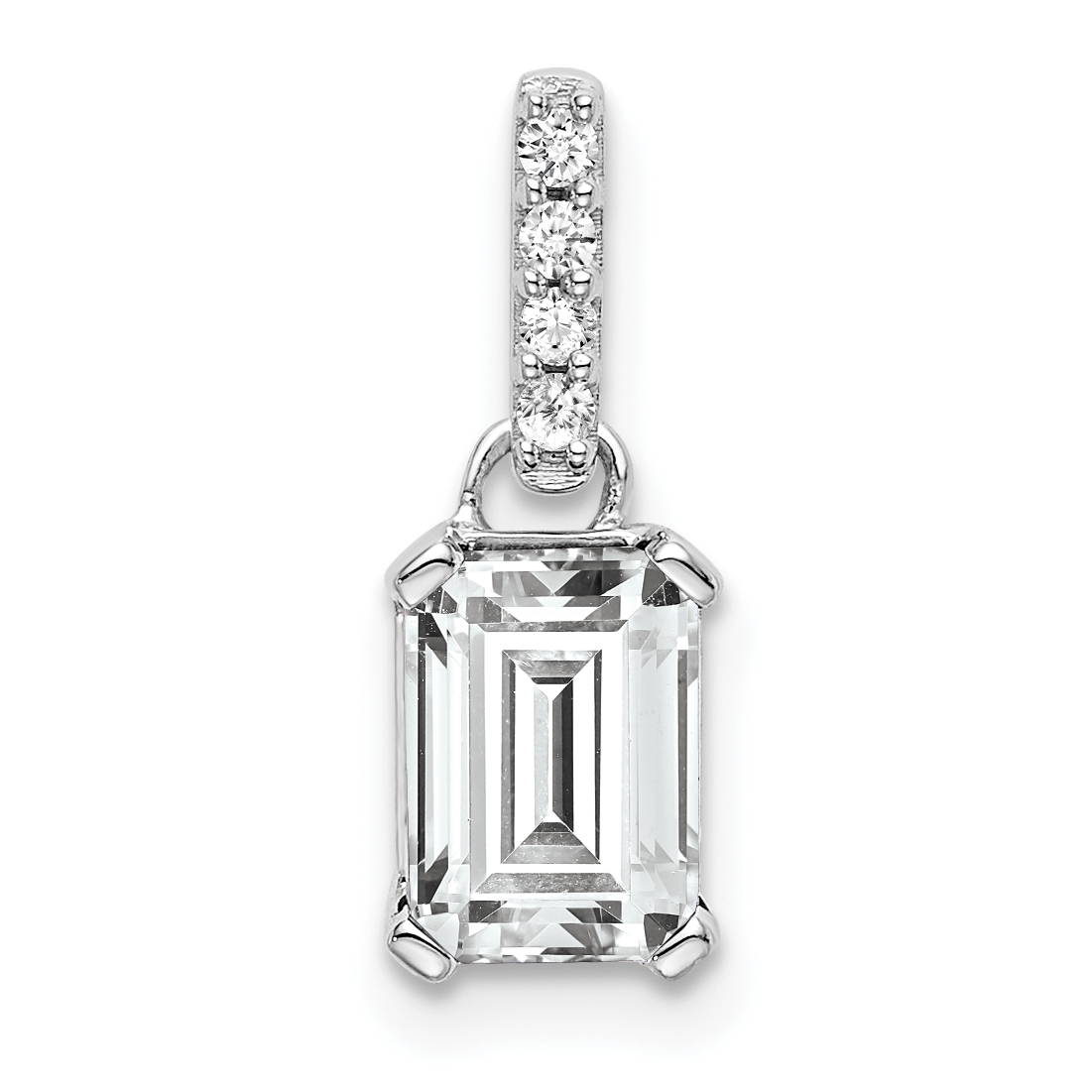 14K White Gold White Topaz and Diamond Pendant (PM7410-WT-004-WA)