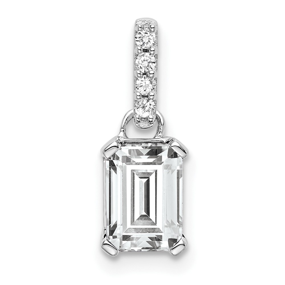 14K White Gold White Topaz and Diamond Pendant (PM7410-WT-004-WA)