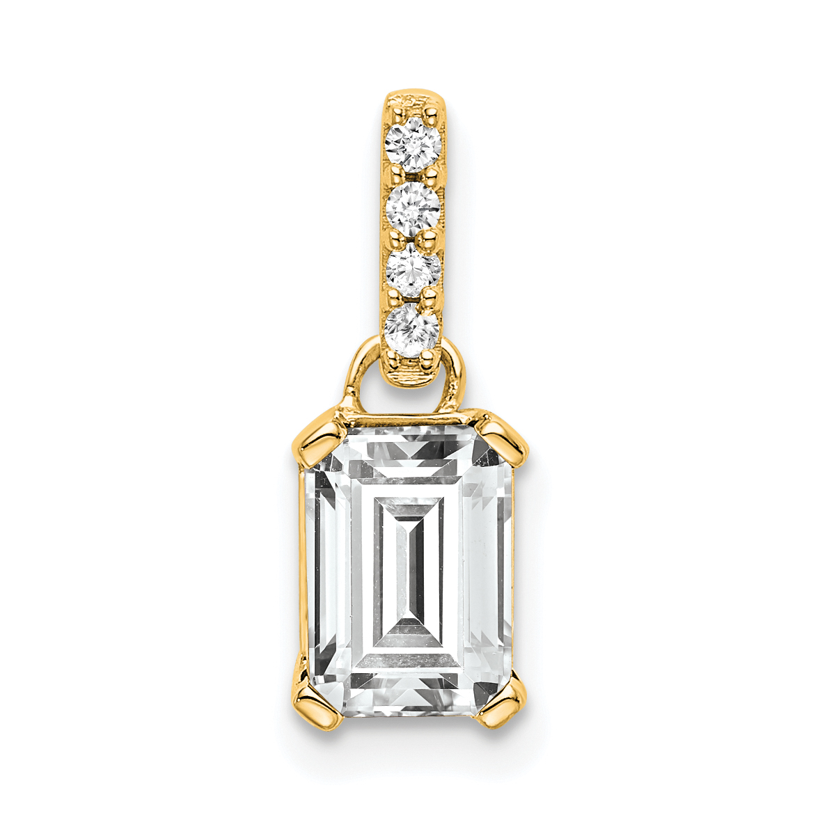 14K White Topaz and Diamond Pendant (PM7410-WT-004-YA)
