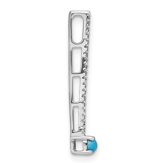14k White Gold Turquoise and White Topaz Slide Fits up to 4mm Fancy Omega Only