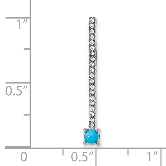 14k White Gold Turquoise and White Topaz Slide Fits up to 4mm Fancy Omega Only