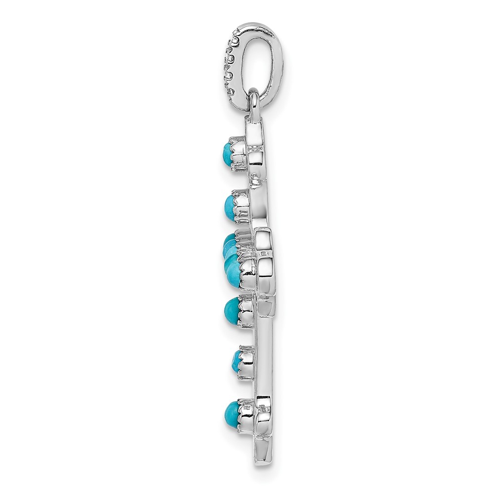 14k White Gold Turquoise and White Topaz Cross Pendant (PM7418-BTQ-W)