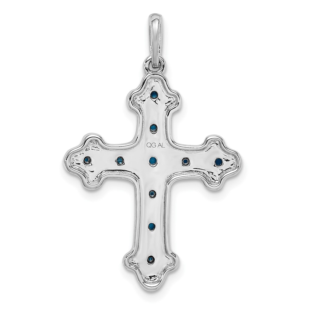 14k White Gold Turquoise and White Topaz Cross Pendant (PM7418-BTQ-W)