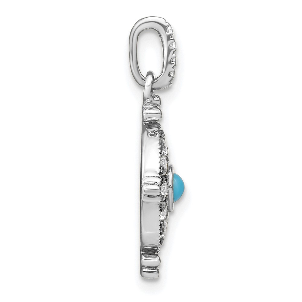14k White Gold Turquoise and White Topaz Pendant (PM7422-BTQ-W)
