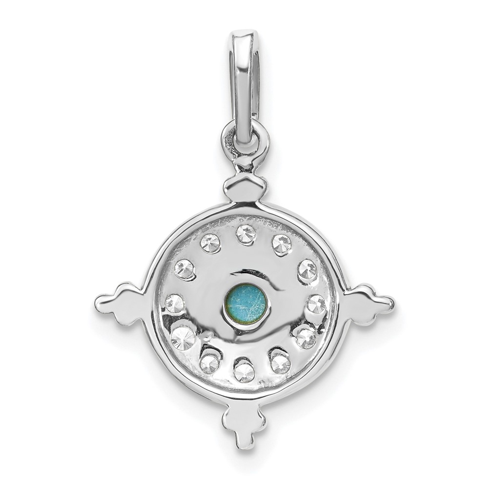 14k White Gold Turquoise and White Topaz Pendant (PM7422-BTQ-W)