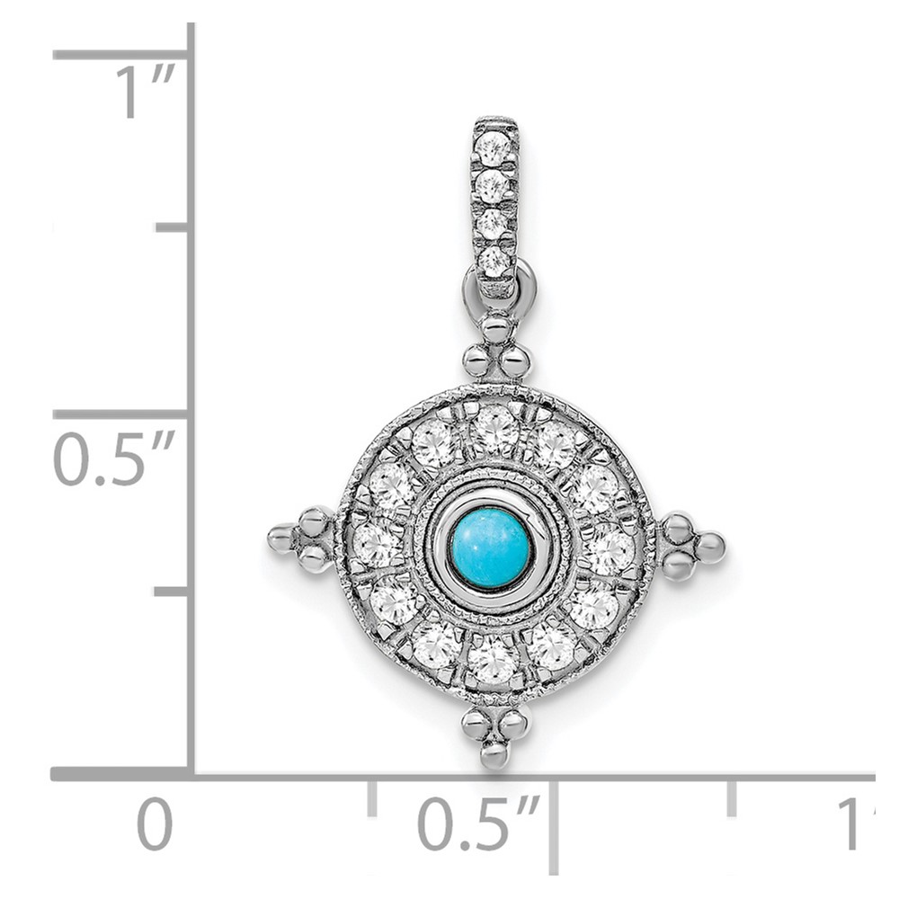 14k White Gold Turquoise and White Topaz Pendant (PM7422-BTQ-W)