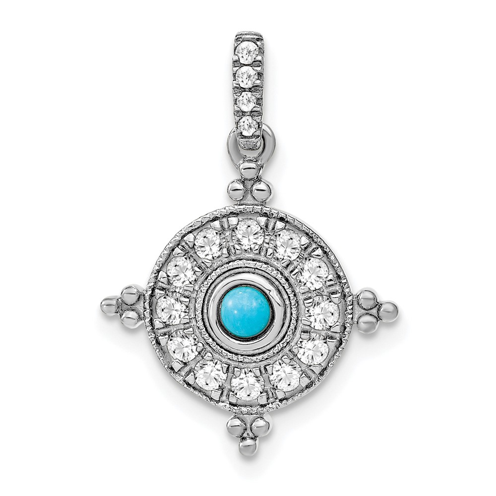 14k White Gold Turquoise and White Topaz Pendant (PM7422-BTQ-W)