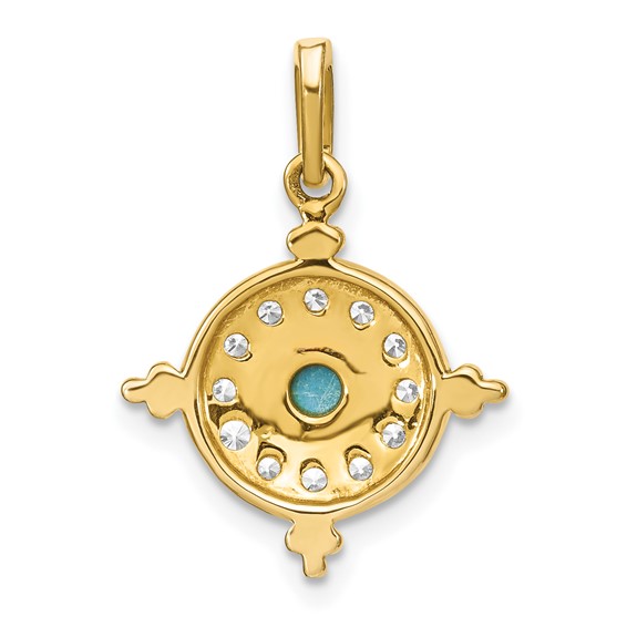 Gold Polished Gemstone and Diamond Pendants