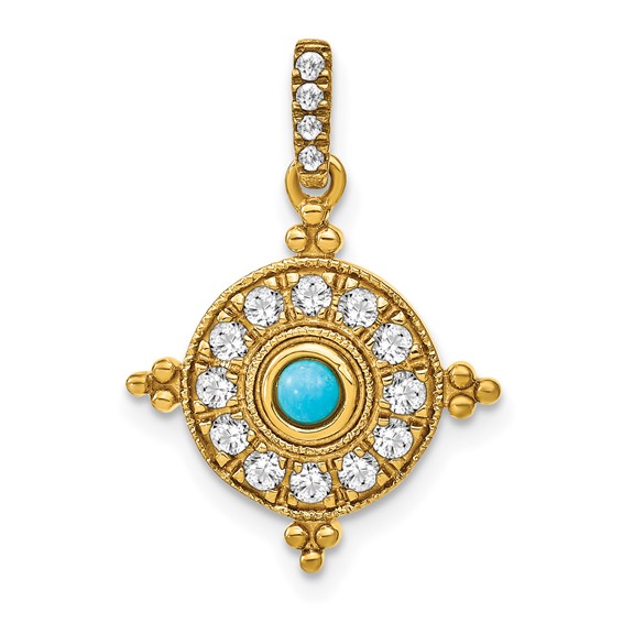 Gold Polished Gemstone and Diamond Pendants