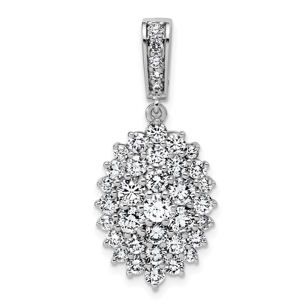 14K White Gold 2.50 Carat Lab Grown Diamond VS SI G+ Complete Cluster Pendant