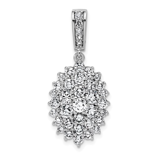 14K White Gold 2.50 Carat Lab Grown Diamond VS SI G+ Complete Cluster Pendant
