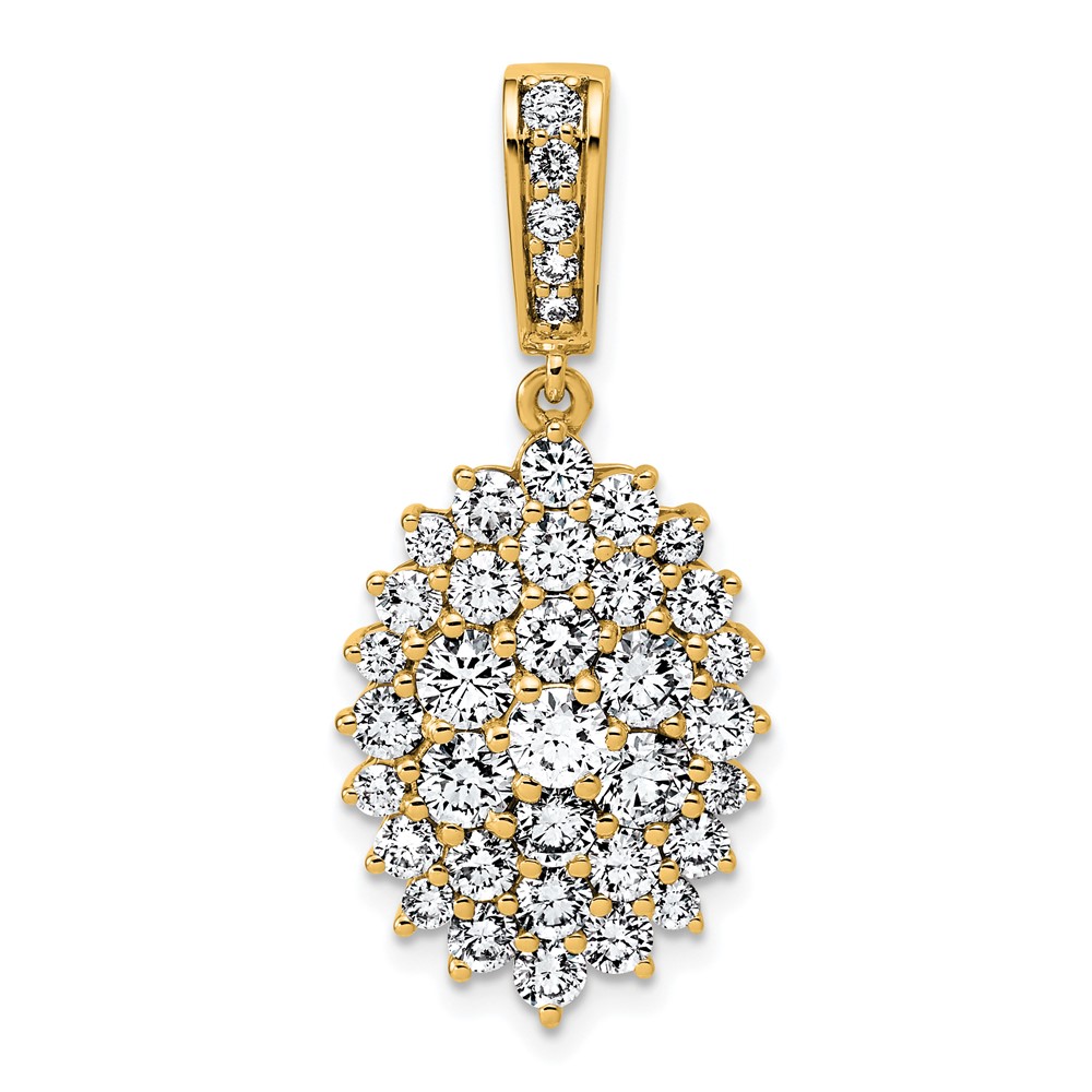14K Yellow Gold 2.50 Carat Lab Grown Diamond VS SI G+ Complete Cluster Pendant