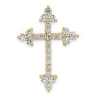 14K Yellow Gold 1.50 Carat Lab Grown Diamond VS SI+ G+ Complete Cross Pendant view 1