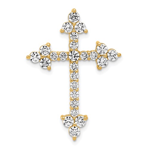 14K Yellow Gold 1.50 Carat Lab Grown Diamond VS SI+ G+ Complete Cross Pendant